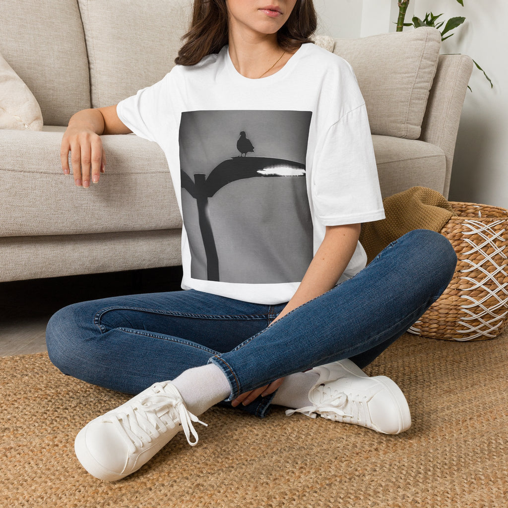 Bird Silhouette Tee — Minimal Coastal Bird Shadow T-Shirt