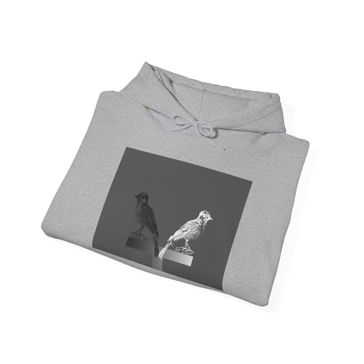 Twins Birds Contrast Hoodie – Monochrome Bird Art Pullover