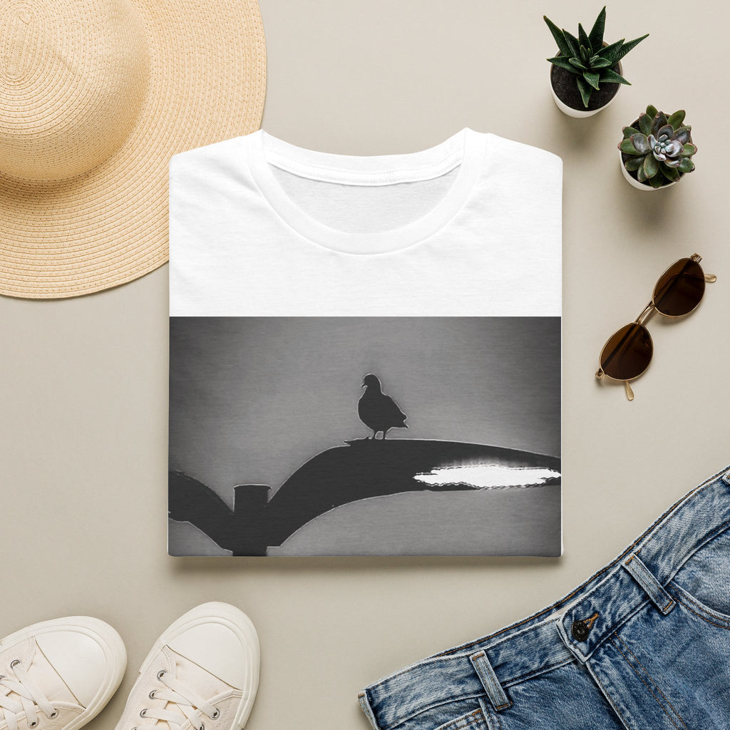 Bird Silhouette Tee — Minimal Coastal Bird Shadow T-Shirt